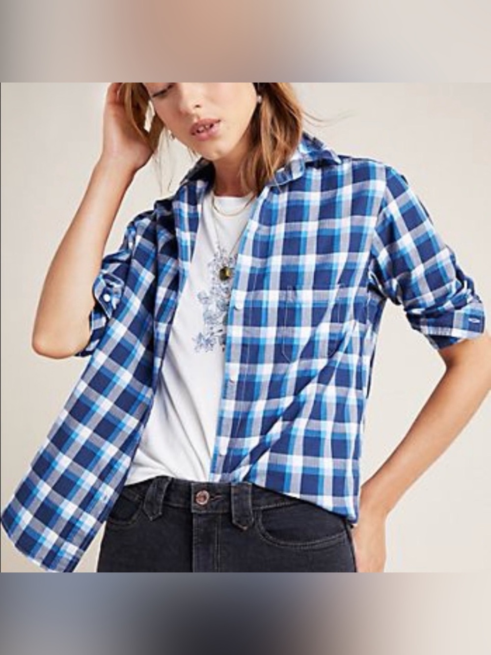 Anthropologie Grayson The Hero Blue Turquoise Cotton Button Front Blouse
